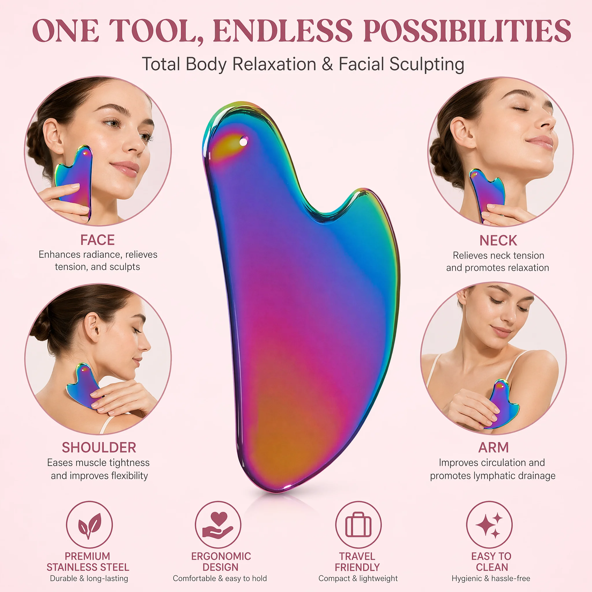1Pcs Stainless Steel Gua Sha B - Spa Wellness Massage avis et prix
